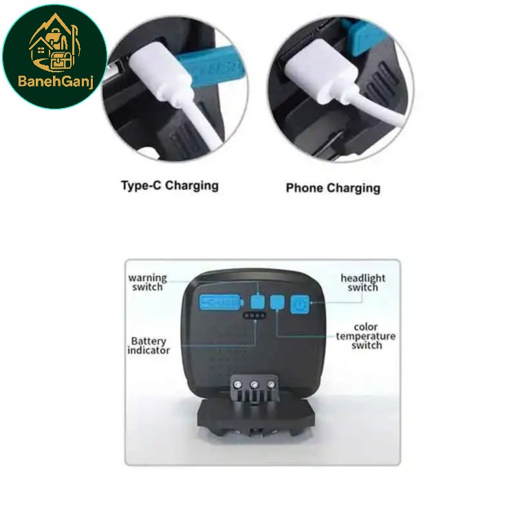 چراغ پروژکتور شارژی مدل W894-1 پاوربانک شو