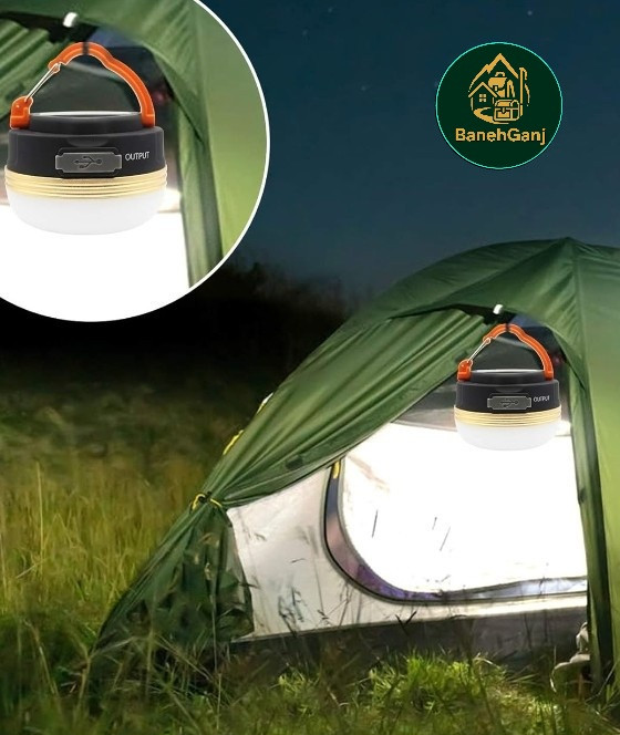 بسته چراغ چادری LED USB لامپ شارژی چراغ چادر پاور بانک 3 حالته برای کمپینگ در فضای باز طبیعت گردی اظطراری