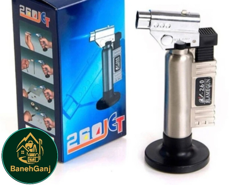 فندک شعله افکن هواگاز فشار قوی بدنه فلزی PLAME GUN 260JET